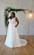 7361+ - V-neckline Plus-size Wedding Dress with Leaf Lace Bodice
