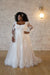 7546+ - Lace Plus Size A-line Wedding Dress with Sweetheart Neckline and Long Sleeves
