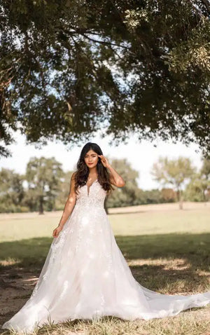 7177 -  Boho-Style Wedding Dress with Sheer Details