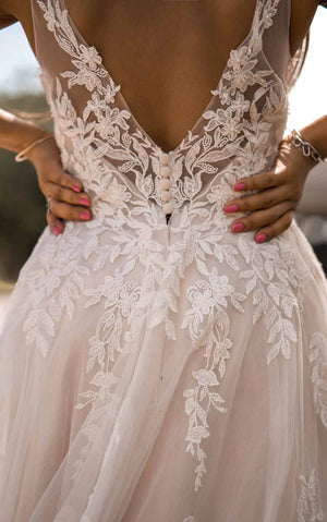 7177 -  Boho-Style Wedding Dress with Sheer Details