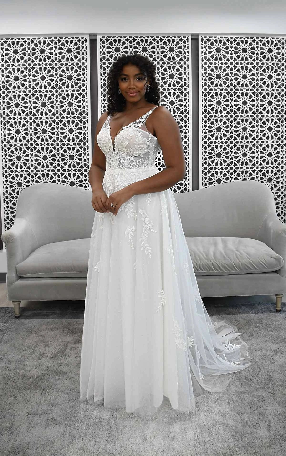 7177 -  Boho-Style Wedding Dress with Sheer Details