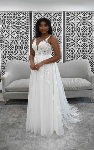 7177 -  Boho-Style Wedding Dress with Sheer Details