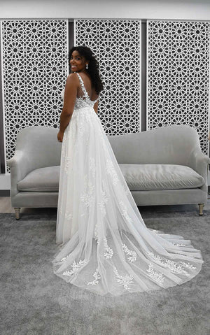 7177 -  Boho-Style Wedding Dress with Sheer Details