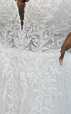 7177 -  Boho-Style Wedding Dress with Sheer Details