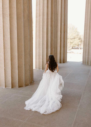 7661 - Romantic Princess A-Line Wedding Dress in Beaded Floral Lace and Tulle
