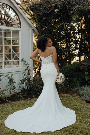 7675 - Modern Boho Long Sleeve Wedding Dress with Plunging Neckline