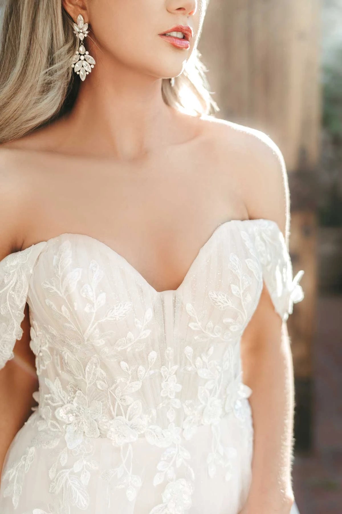 7740 -  Enchanting Off-the-Shoulder A-Line Wedding Dress in Lace and Tulle