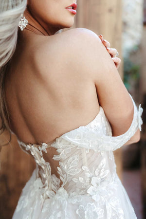 7740 -  Enchanting Off-the-Shoulder A-Line Wedding Dress in Lace and Tulle