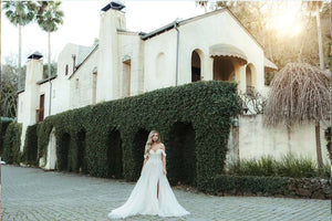 7740 -  Enchanting Off-the-Shoulder A-Line Wedding Dress in Lace and Tulle