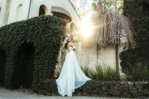 7740 -  Enchanting Off-the-Shoulder A-Line Wedding Dress in Lace and Tulle