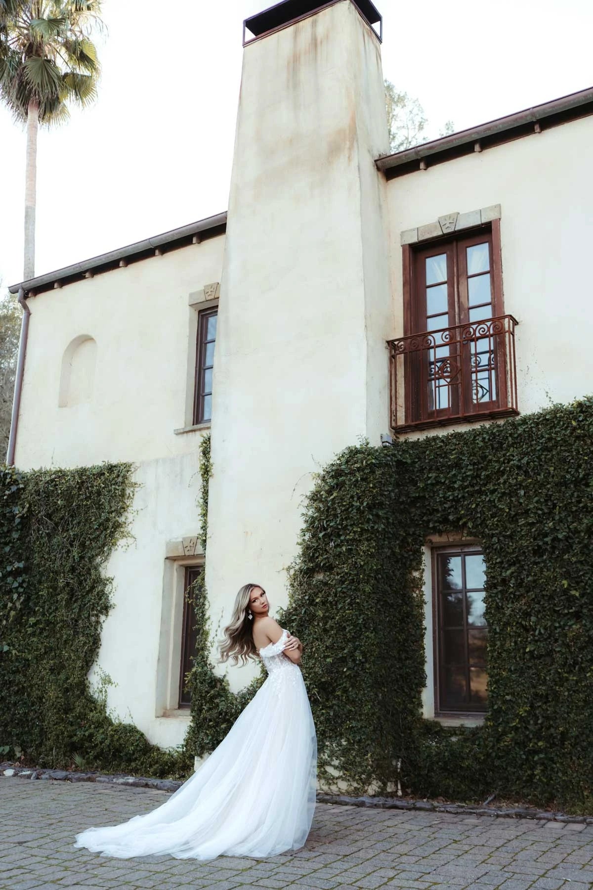 7740 -  Enchanting Off-the-Shoulder A-Line Wedding Dress in Lace and Tulle