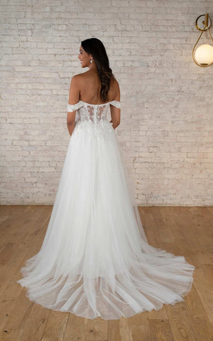 7740 -  Enchanting Off-the-Shoulder A-Line Wedding Dress in Lace and Tulle