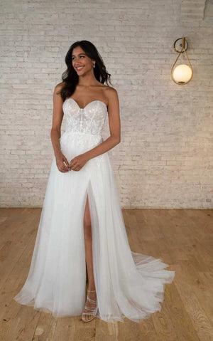 7740 -  Enchanting Off-the-Shoulder A-Line Wedding Dress in Lace and Tulle