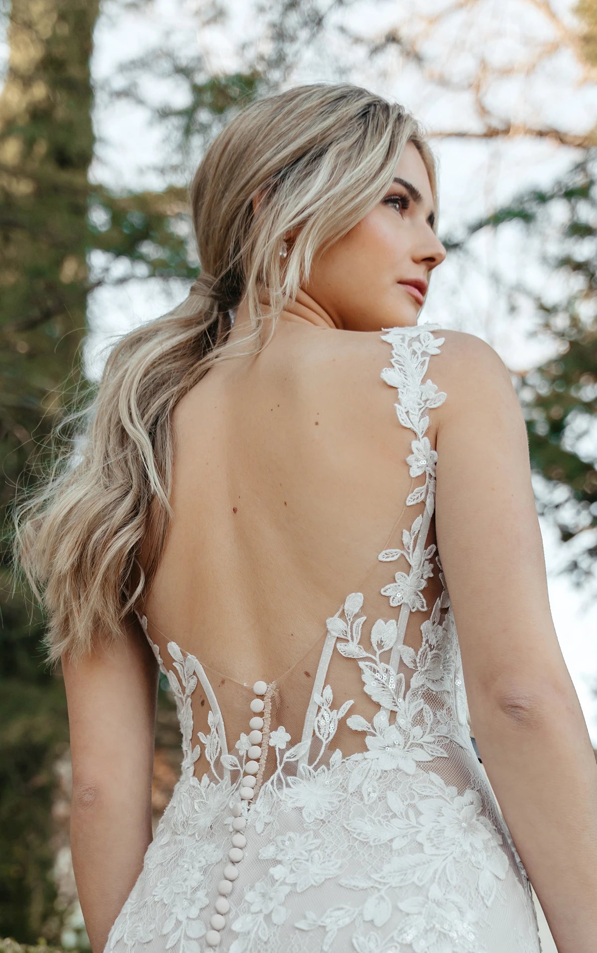 7941 - Scoop Neck Tulle Wedding Dress with Spaghetti Straps