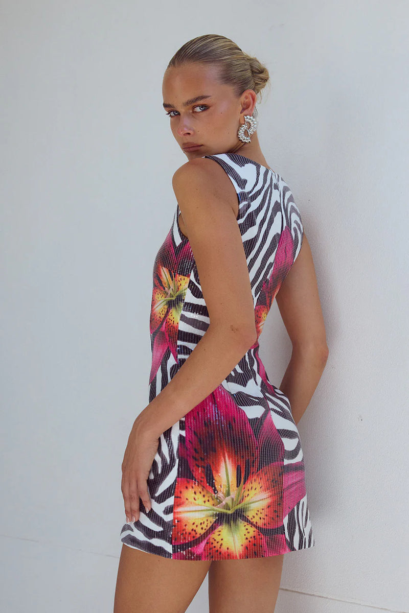 ALEISSIA MINI DRESS ZEBRA FLORAL