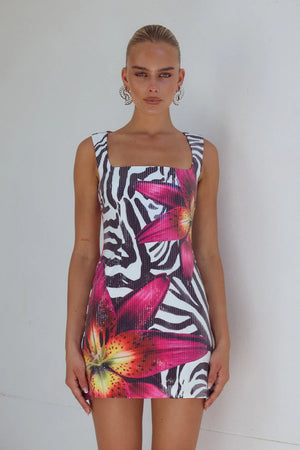 ALEISSIA MINI DRESS ZEBRA FLORAL