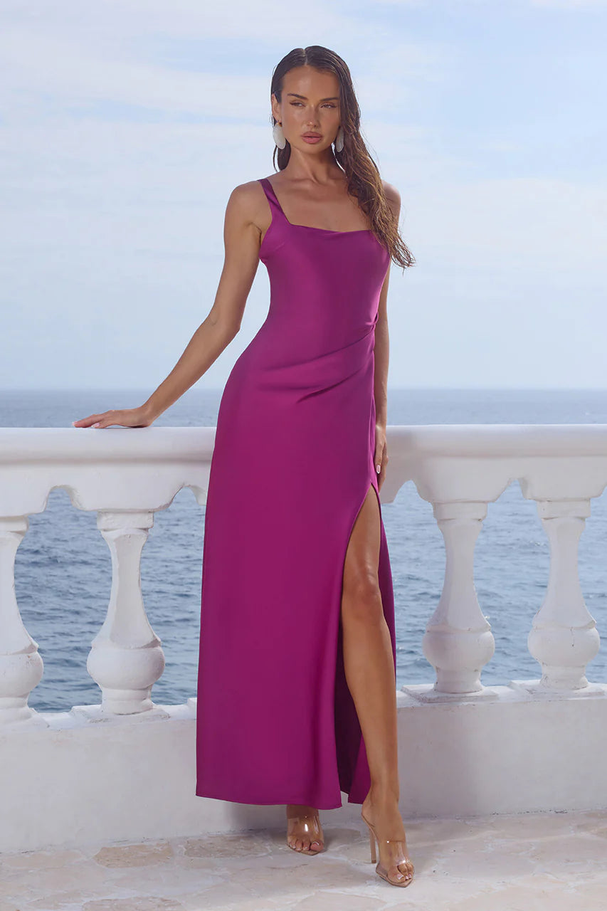 ESME HIGH SPLIT MAXI DRESS PLUM