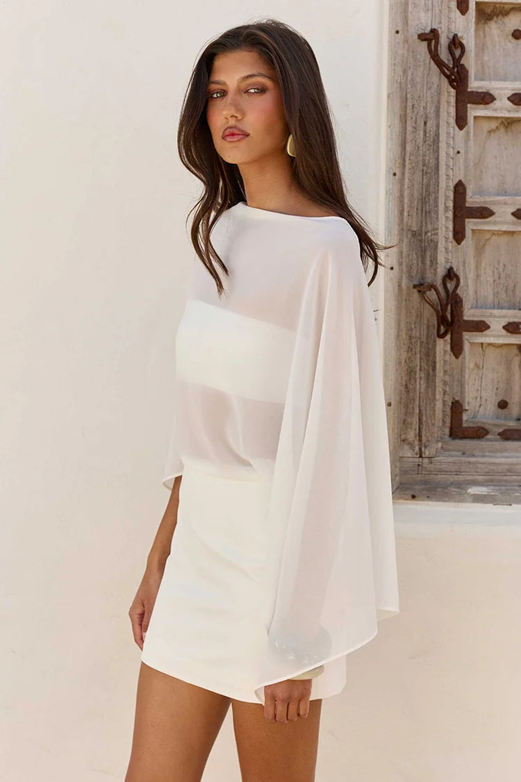 HAISLEY PONCHO OPEN BACK MINI DRESS
