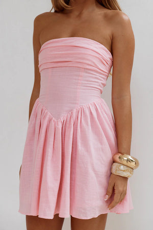 KIYO STRAPLESS TIE BACK MINI DRESS