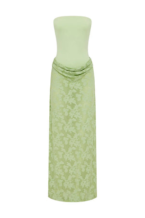 LAKITA STRAPLESS LACE MAXI DRESS - KEY LIME