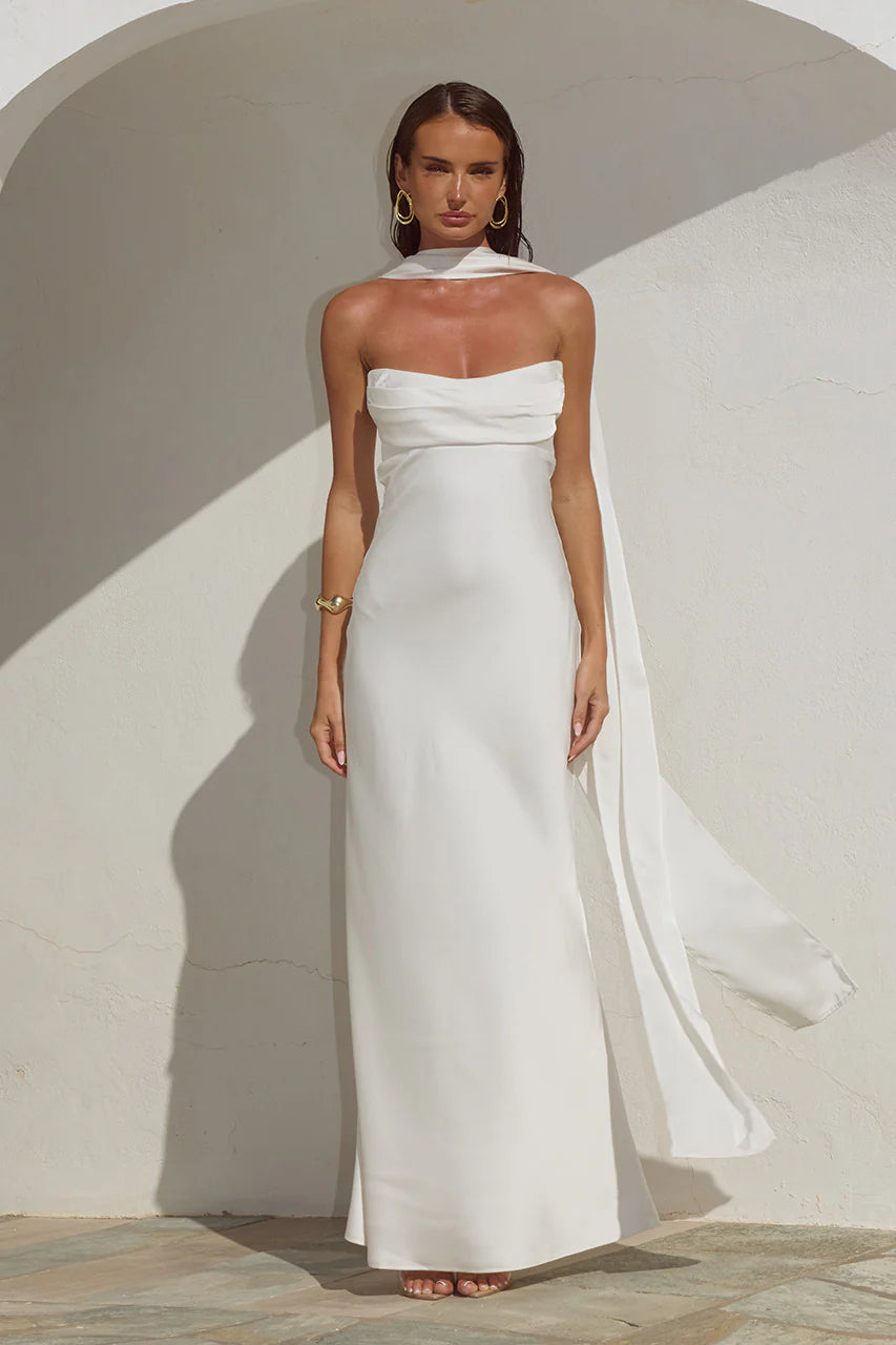 MADELEINE STRAPLESS MAXI DRESS PEARL