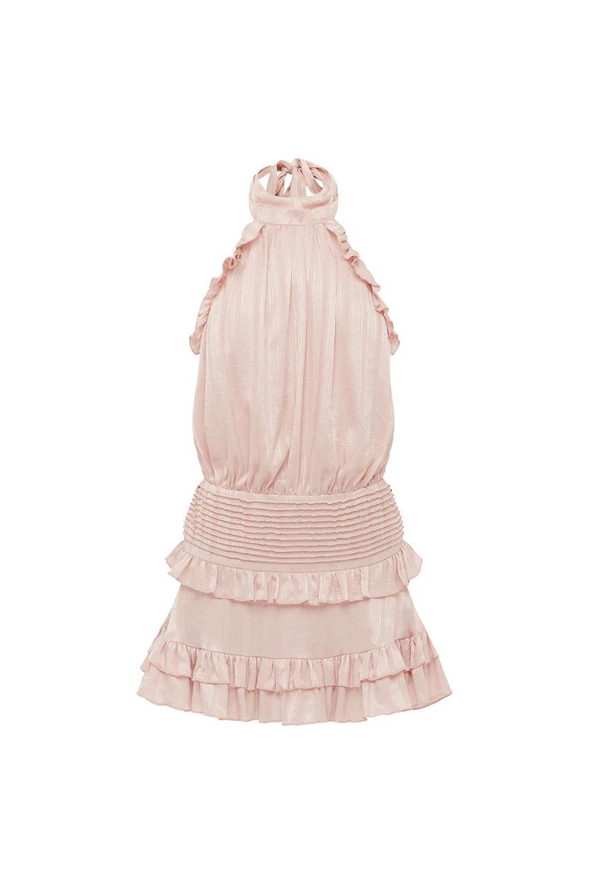POPPY HIGH NECK RUFFLE MINI DRESS
