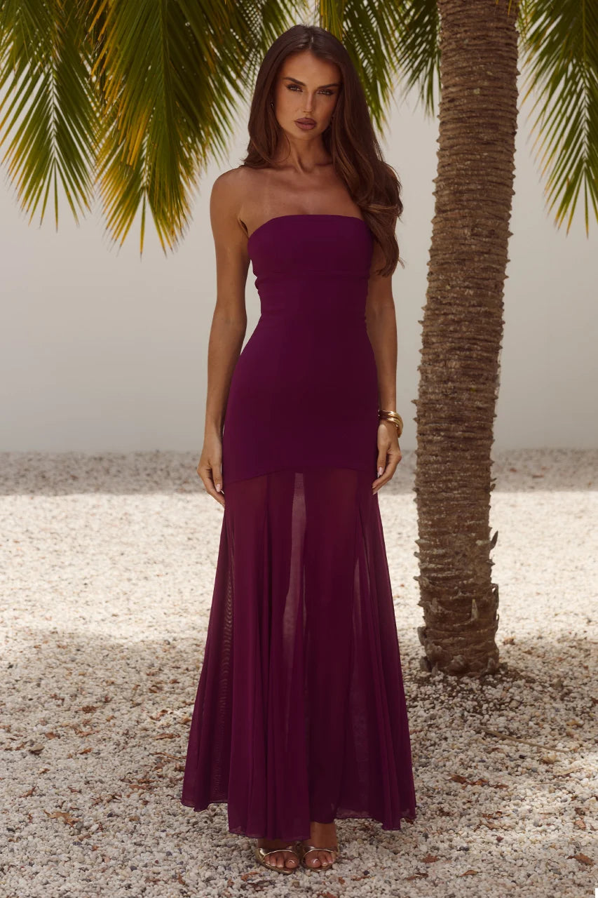 REMI STRAPLESS MAXI DRESS - PLUM