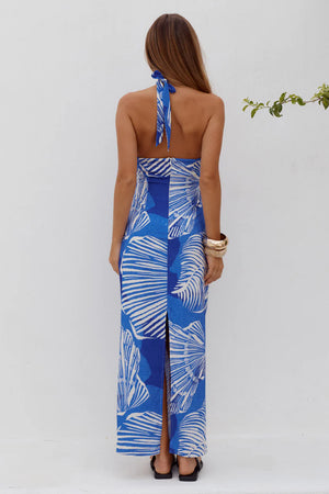SHELLIE KEYHOLE HALTER MIDI DRESS