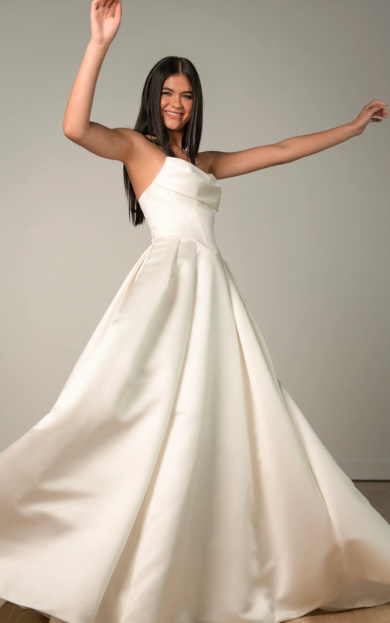 SY8084 - Elegant Strapless Satin Ballgown Wedding Dress
