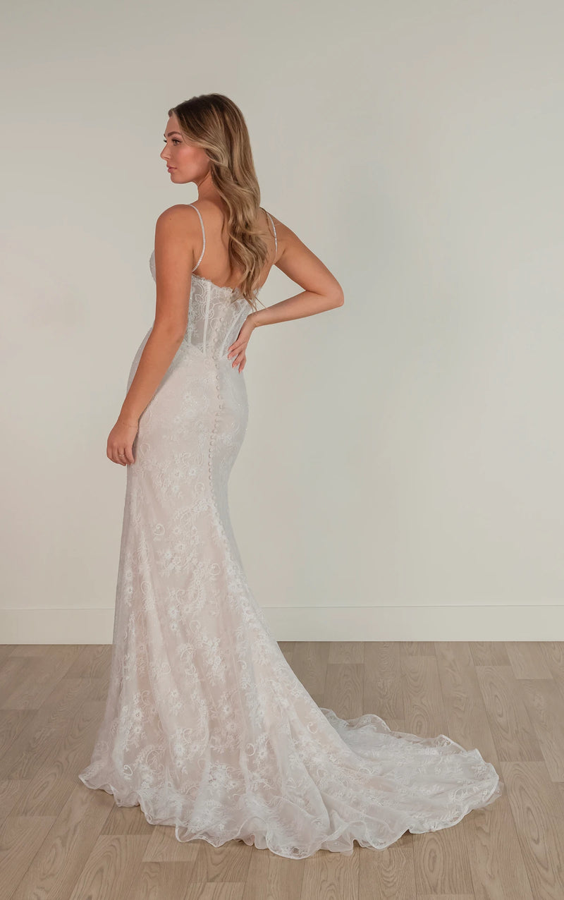 SY8122 - Sexy Floral Lace Fit-and-Flare Wedding Dress with Corset Bodice