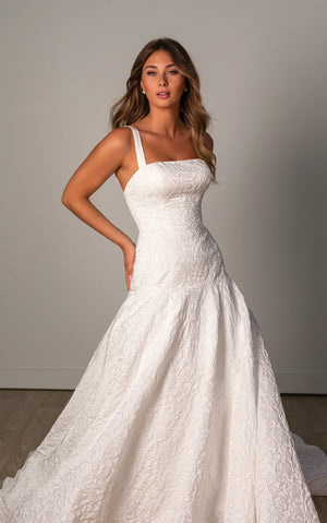 SY8202 - Jacquard Fit-and-Flare Wedding Dress with Drop Waist