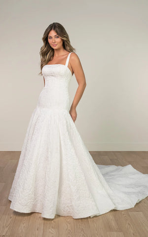 SY8202 - Jacquard Fit-and-Flare Wedding Dress with Drop Waist