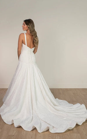 SY8202 - Jacquard Fit-and-Flare Wedding Dress with Drop Waist