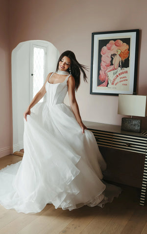 SY8222 - Mikado and Organza Ballgown Wedding Dress with Scoop Neckline