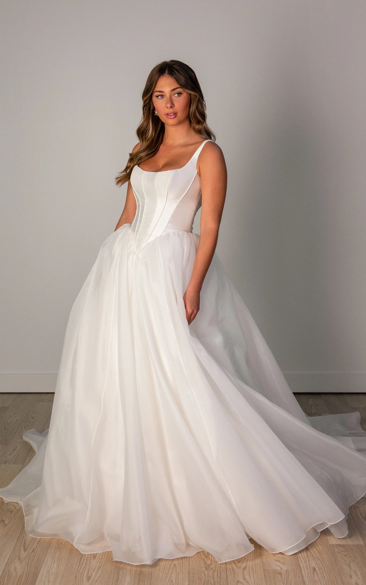 SY8222 - Mikado and Organza Ballgown Wedding Dress with Scoop Neckline