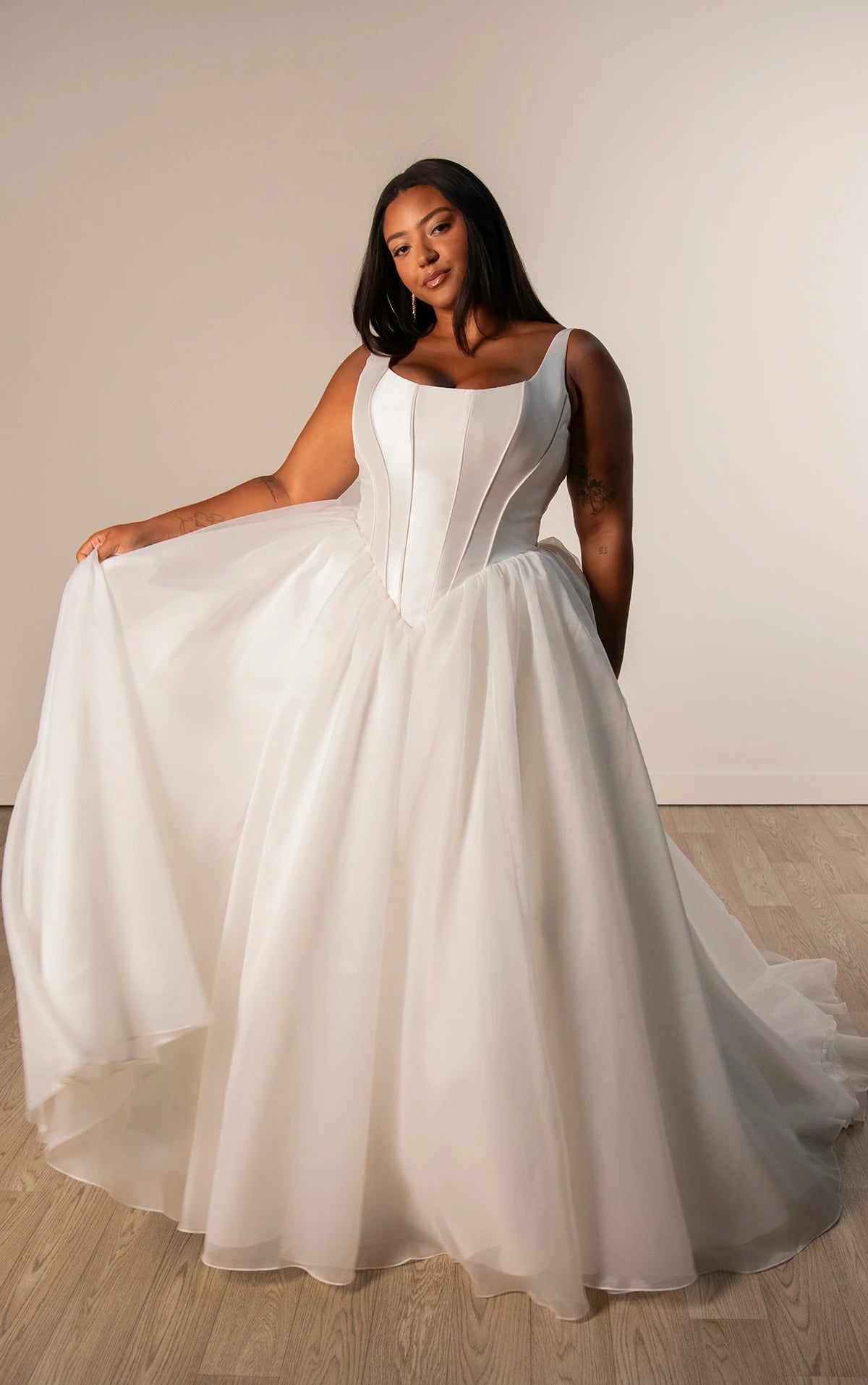 SY8222 - Mikado and Organza Ballgown Wedding Dress with Scoop Neckline