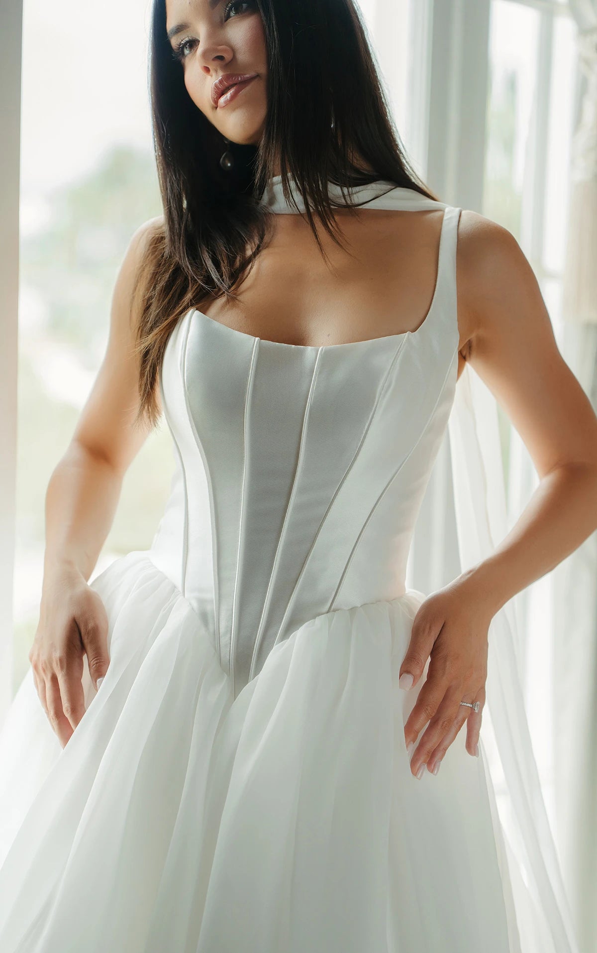 SY8222 - Mikado and Organza Ballgown Wedding Dress with Scoop Neckline