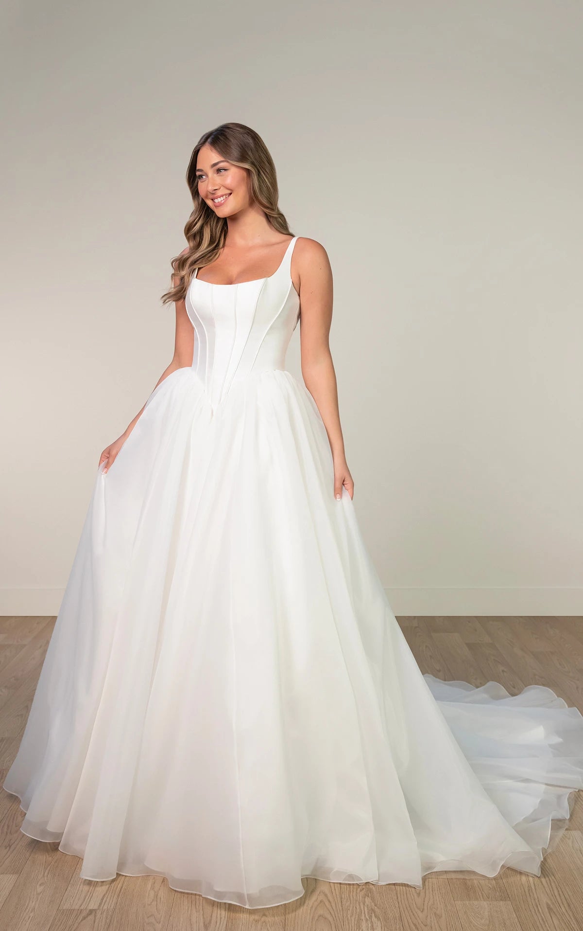 SY8222 - Mikado and Organza Ballgown Wedding Dress with Scoop Neckline