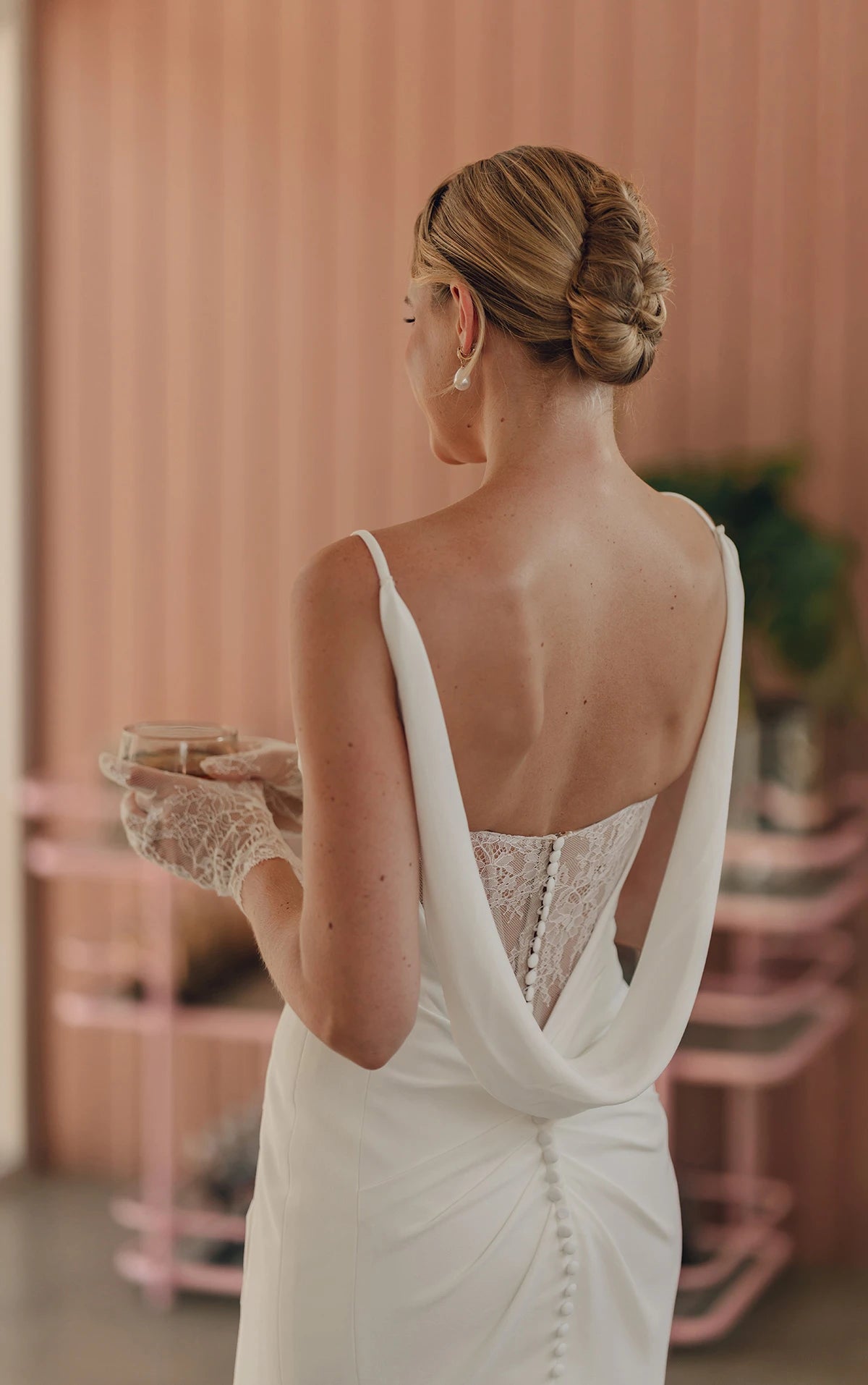 SY8224 - Sheath Wedding Dress with Spaghetti Straps and Detachable Cowl
