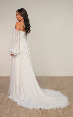SY8244 - A-Line Wedding Dress with 3D Floral Appliqué Neckline