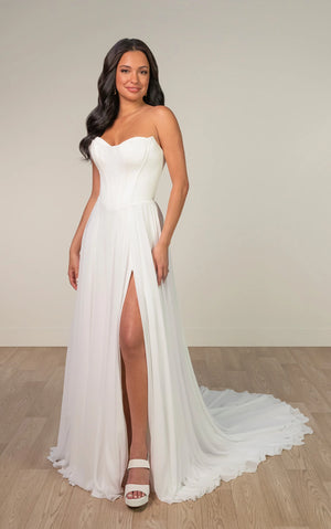 SY8244 - A-Line Wedding Dress with 3D Floral Appliqué Neckline