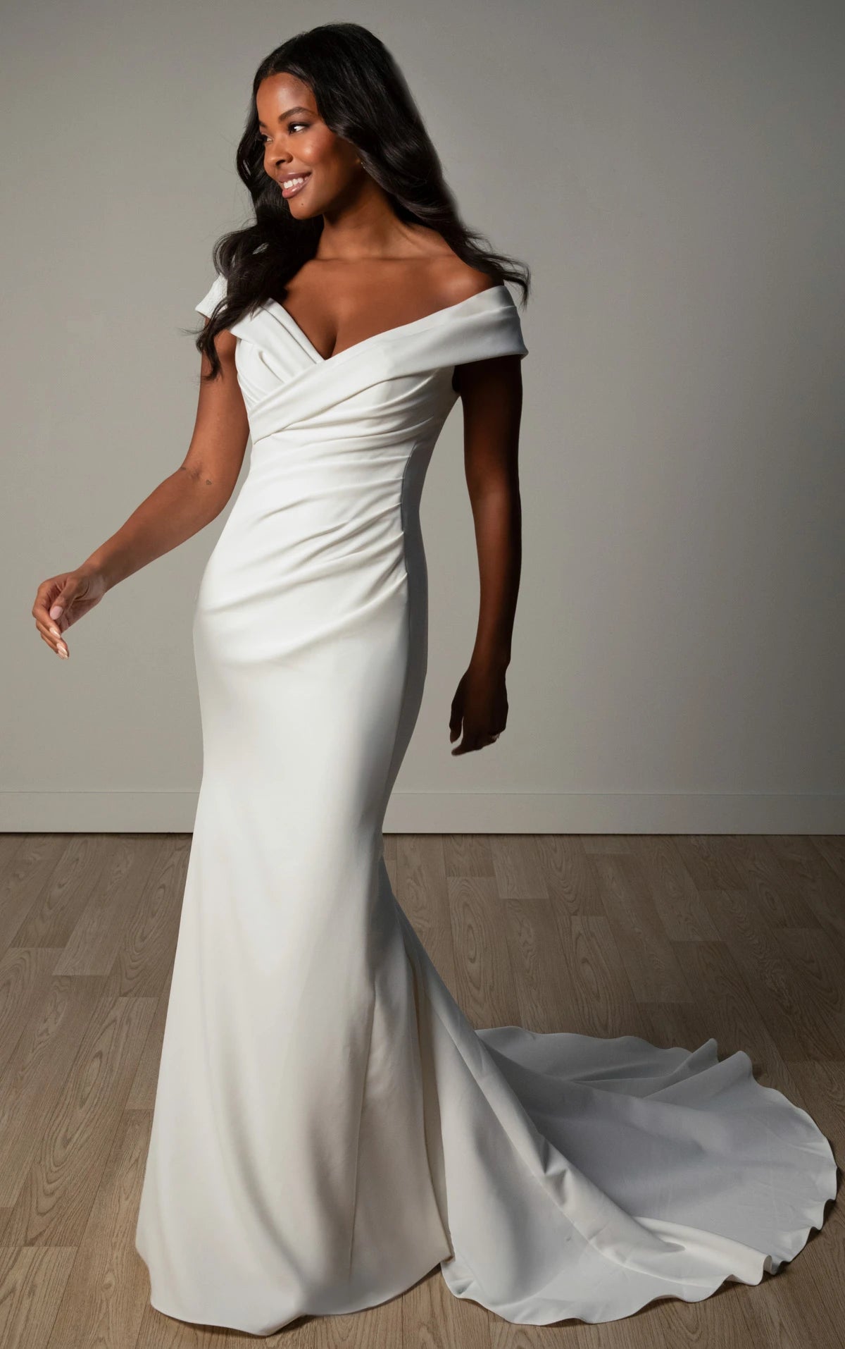 SY8330 - Timeless Off-the-Shoulder Fit-and-Flare Wedding Gown