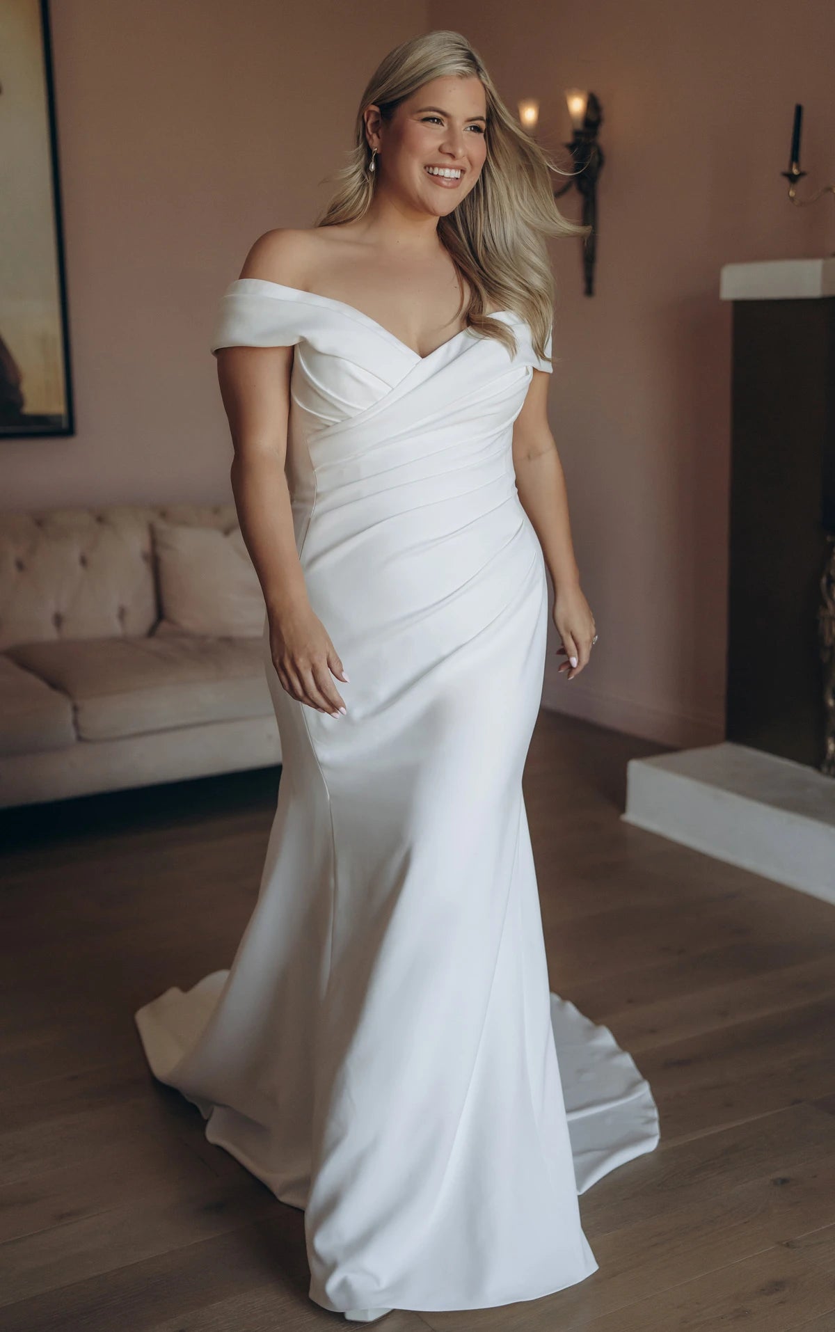 SY8330 - Timeless Off-the-Shoulder Fit-and-Flare Wedding Gown