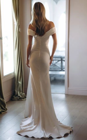 SY8330 - Timeless Off-the-Shoulder Fit-and-Flare Wedding Gown