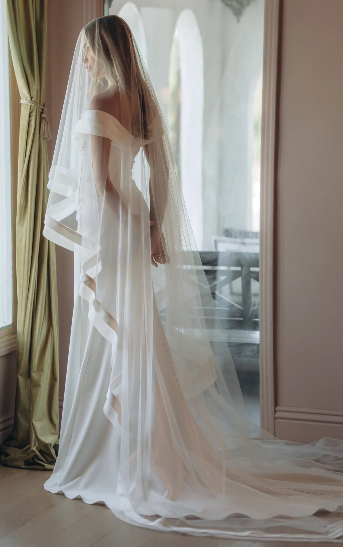 SY8330 - Timeless Off-the-Shoulder Fit-and-Flare Wedding Gown