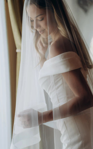 SY8330 - Timeless Off-the-Shoulder Fit-and-Flare Wedding Gown