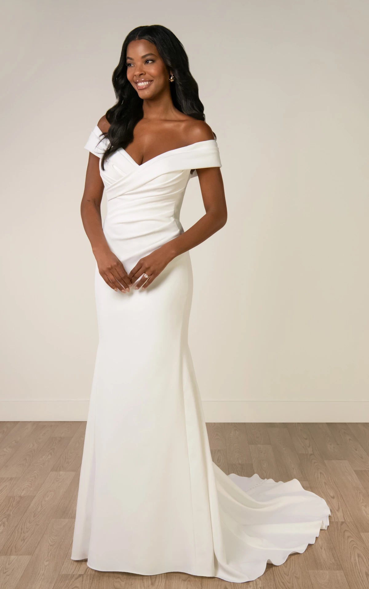 SY8330 - Timeless Off-the-Shoulder Fit-and-Flare Wedding Gown