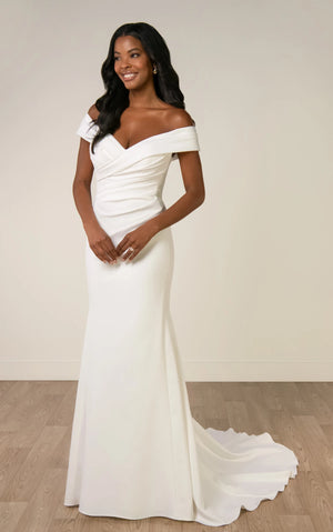 SY8330 - Timeless Off-the-Shoulder Fit-and-Flare Wedding Gown