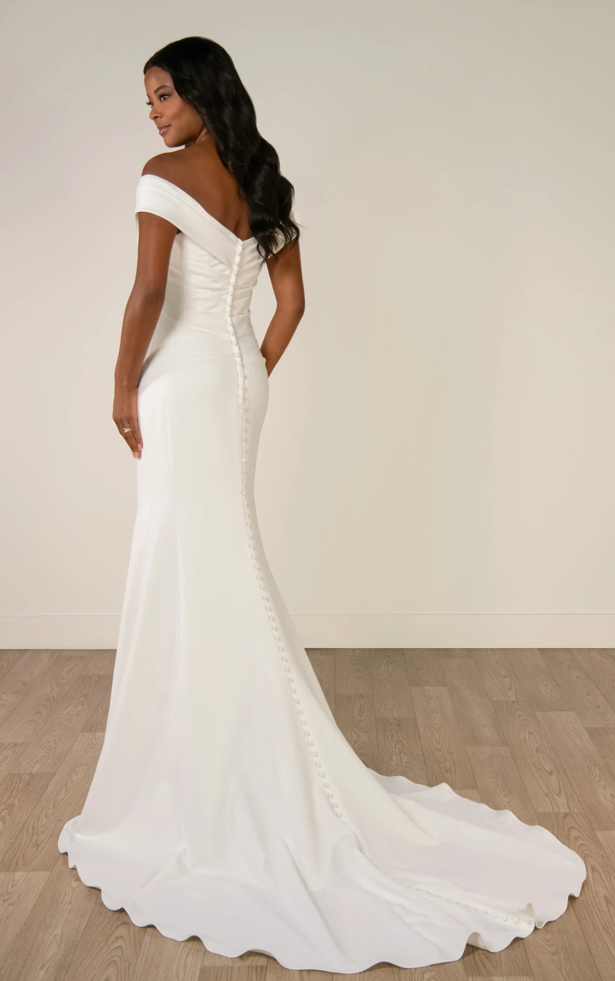 SY8330 - Timeless Off-the-Shoulder Fit-and-Flare Wedding Gown