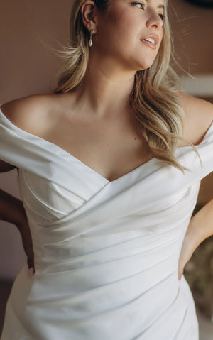SY8330 - Timeless Off-the-Shoulder Fit-and-Flare Wedding Gown